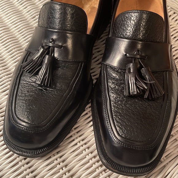 LIKE NEW mens JOHNSTON & MURPHY Black leather shoes. 8M. Worn once. EXCELLENT - Picture 3 of 9